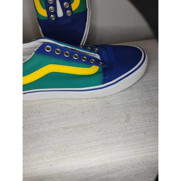 Vans Old Skool Men's 7 Off The Wall Laced Skate Shoes Blue Yellow Green Red Y2K - Picture 6 of 14